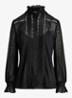 Semi-transparante blouse met ruches - Zwart