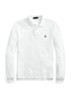 Slim fit mesh Polo-shirt met lange mouw - White / Wit