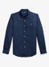Slim fit overhemd van linnen met logoborduring - Newport Navy / White / Donkerblauw