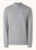 Sweater met halve rits en logoborduring - Steel Heather