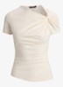 T-shirt met knoopdetail - Mascarpone Crème / Crème