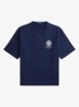 T-shirt met logo- en backprint - Donkerblauw