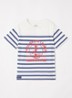 T-shirt met logoborduring - Blauw