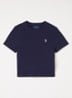 T-shirt met ribstructuur - Donkerblauw