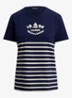 T-shirt met streepprint en logo - Donkerblauw