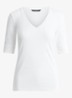T-shirt met V-hals en halflange mouw - White / wit