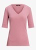 T-shirt met V-hals en halflange mouw - Rose mauve / roze