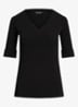 T-shirt met V-hals en halflange mouw - Black / zwart