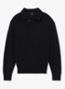 Ashdown Cotton Open-Collar Polo Jumper - Zwart