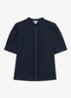 AURELIA Cotton Cheesecloth Frill-Neck Top - Donkerblauw