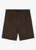Barges straight fit korte broek van linnen - Chocoladebruin
