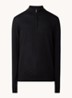 Blackhall fijngebreide pullover van merino wol met halve rits - Zwart