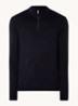 Blackhall fijngebreide pullover van merino wol met halve rits - Donkerblauw