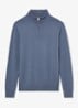 Blackhall pullover in merino wolblend met halve rits - Staalblauw