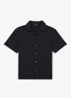 CEDRIC Textured Cuban-Collar Shirt - Donkerblauw