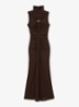 Colette maxi jurk met ruches - Chocoladebruin