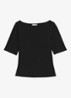 Ellie T-shirt met boothals - Black / Zwart