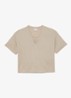 Ember T-shirt van linnen met V-hals - Beige