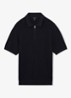ESTATE Textured-Knit Half-Zip Polo Shirt - Donkerblauw