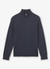 Findlay trui van merino wol met halve rits - Donkerblauw