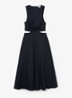 HAZEL Linen-Cotton Cut-Out Midi Dress - Donkerblauw