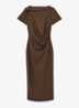 Hilary midi jurk met geplooid detail - Bruin