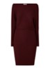 Lara off shoulder midi jurk met ribstructuur - Bordeauxrood