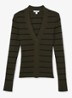 Lauralee ribgebreid trui met streepprint - Khaki
