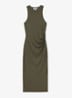 Lola midi jurk met plooidetail - Khaki Green / Groen