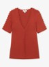 Marcy ribgebreide top met V-hals - Rood