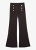 Petite Athena mid waist flared jeans met sierknopen - Donkerbruin