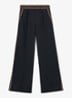Petite Mila high waist wide fit pantalon van linnen - Donkerblauw