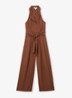 Petite Taya wide fit jumpsuit in linnenblend - Bruin