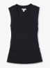 SANDY Stretch-Cotton Rib Ruched V-Neck Vest - Blauw