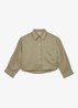 Solena oversized cropped blouse van linnen - Groen