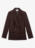 SOLENE Wool-Blend Double-Breasted Suit Blazer - Aubergine