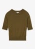 Suzzie fijngebreid T-Shirt in merino wolblend - Khaki