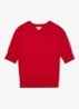 Suzzie fijngebreid T-Shirt in merino wolblend - Rood