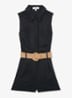 Taylor playsuit van linnen met ceintuur - Donkerblauw