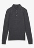 Trafford regular fit fijngebreide polo van merino wol - Donkergrijs