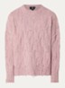 Distress kabelgebreide trui met ronde hals - Roze