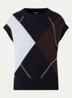 Fijngebreide spencer in wolblend met ruit dessin - Donkerblauw