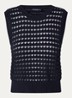Grofgebreide spencer met opengewerkt dessin - Donkerblauw