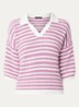 Grofgebreide trui met streepprint - Roze