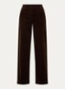 High waist wide fit broek van corduroy met steekzakken - Chocoladebruin