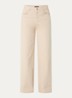 High waist wide fit pantalon met borduring - Beige