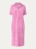 Midi jurk van badstof met polokraag - Fuchsia