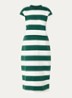 Midi T-shirt jurk met streepprint - Donkergroen