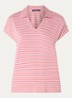 T-shirt met streepprint en kraag - Donkerroze