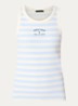 Tanktop met streepprint en borduring - Lichtblauw